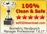 Biometric Handpunch Manager Professional 7.6.17 Clean & Safe award